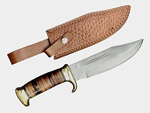 סכין ציד בואי 008 סכין ציד 13 אינץ 'סכין בואי קבוע. סכין הישרדות חיצונית, | ציד, עור, קמפינג | ידית עור | ציד גדול סכין בואי